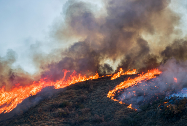 Mountain on fire in Los Angeles